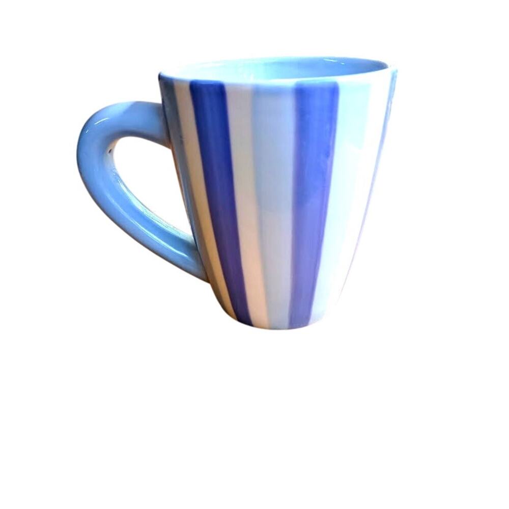 Vintage Starbucks Barista 2003 Blue White Purple Stripes Mug Coffee Cup